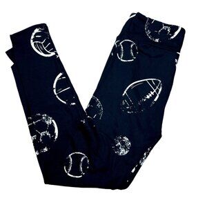 NEW LuLaRoe For the Win Sports Leggings Football Black White Comfort Comfy NWT